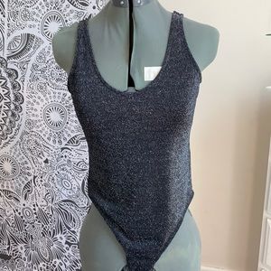 Black with silver sparkle body suit